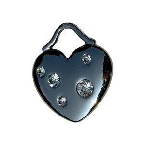 Inox Women's Stainless Steel Solid Heart Pendant with Stone Accents